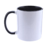TAZA BLANCA BICOLOR CON ASA DE COLOR NEGRO