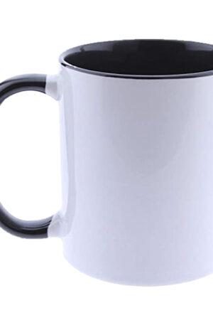 TAZA BLANCA BICOLOR CON ASA DE COLOR NEGRO