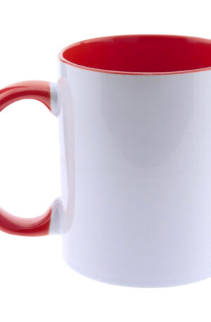 TAZA BLANCA BICOLOR ROJO