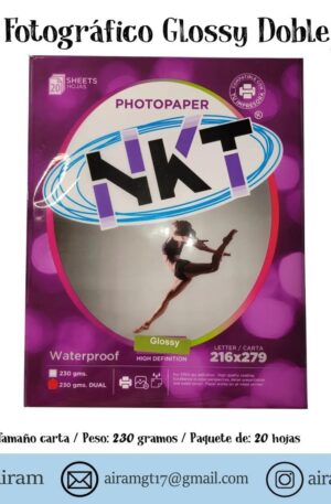 PAPEL PHOTO 230GMS. CARTA GLOSSY DUAL 20 HOJAS